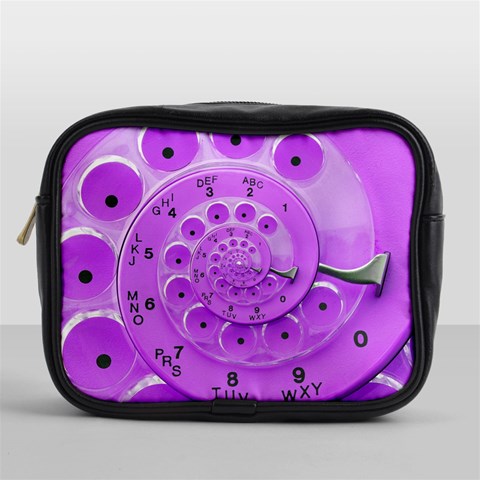 Retro Vintage Purple Rotary Dial Spiral Droste Mini Toiletries Bag (One Side) from ArtsNow.com Front