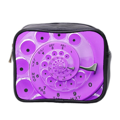 Retro Vintage Purple Rotary Dial Spiral Droste Mini Toiletries Bag (Two Sides) from ArtsNow.com Front