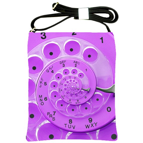 Retro Vintage Purple Rotary Dial Spiral Droste Shoulder Sling Bag from ArtsNow.com Front