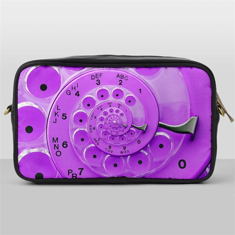 Retro Vintage Purple Rotary Dial Spiral Droste Toiletries Bag (One Side) from ArtsNow.com Front