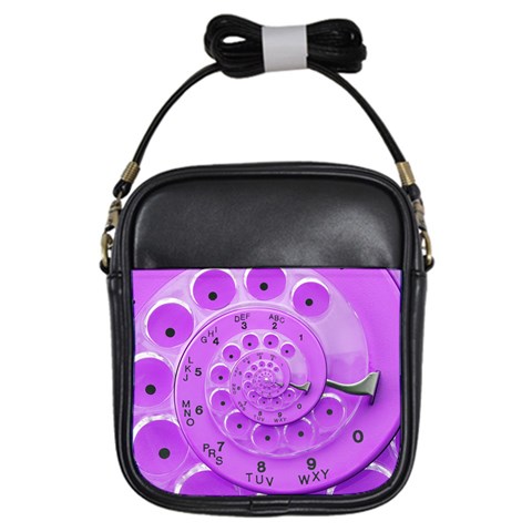 Retro Vintage Purple Rotary Dial Spiral Droste Girls Sling Bag from ArtsNow.com Front