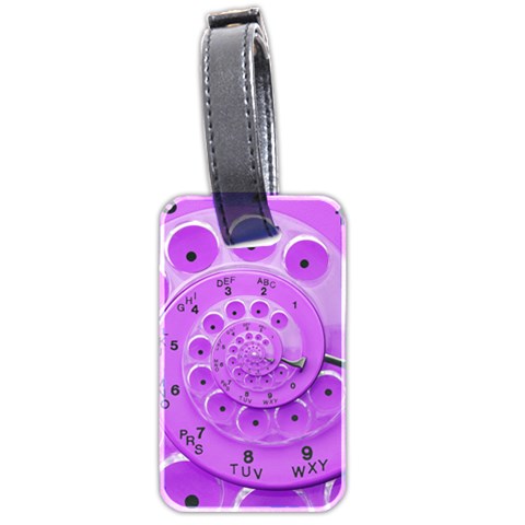 Retro Vintage Purple Rotary Dial Spiral Droste Luggage Tag (two sides) from ArtsNow.com Front