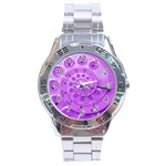 Retro Vintage Purple Rotary Dial Spiral Droste Stainless Steel Analogue Watch