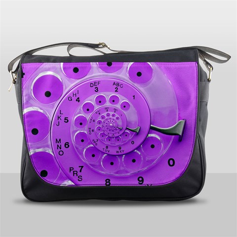 Retro Vintage Purple Rotary Dial Spiral Droste Messenger Bag from ArtsNow.com Front