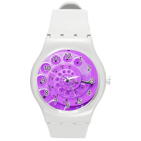 Retro Vintage Purple Rotary Dial Spiral Droste Round Plastic Sport Watch (M) from ArtsNow.com Front