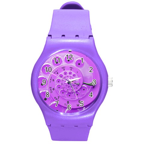 Retro Vintage Purple Rotary Dial Spiral Droste Round Plastic Sport Watch (M) from ArtsNow.com Front