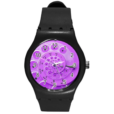 Retro Vintage Purple Rotary Dial Spiral Droste Round Plastic Sport Watch (M) from ArtsNow.com Front