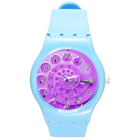 Retro Vintage Purple Rotary Dial Spiral Droste Round Plastic Sport Watch (M) from ArtsNow.com Front