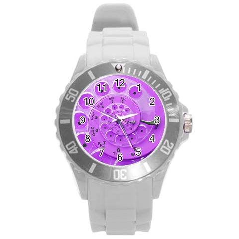 Retro Vintage Purple Rotary Dial Spiral Droste Round Plastic Sport Watch (L) from ArtsNow.com Front