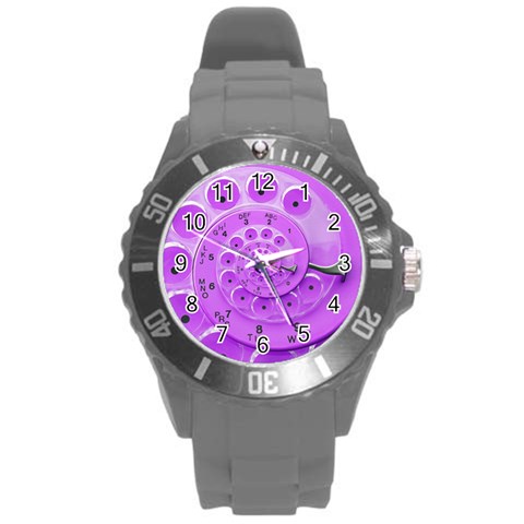 Retro Vintage Purple Rotary Dial Spiral Droste Round Plastic Sport Watch (L) from ArtsNow.com Front