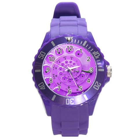 Retro Vintage Purple Rotary Dial Spiral Droste Round Plastic Sport Watch (L) from ArtsNow.com Front