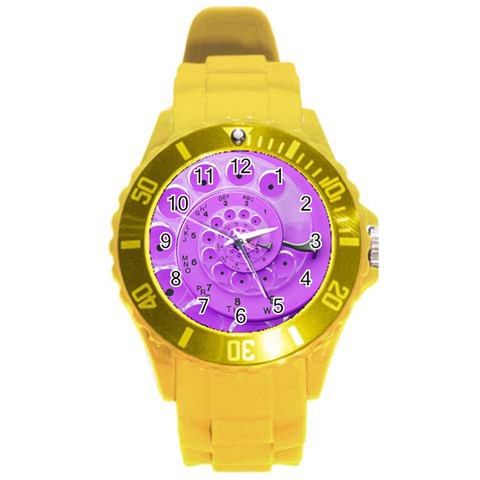 Retro Vintage Purple Rotary Dial Spiral Droste Round Plastic Sport Watch (L) from ArtsNow.com Front