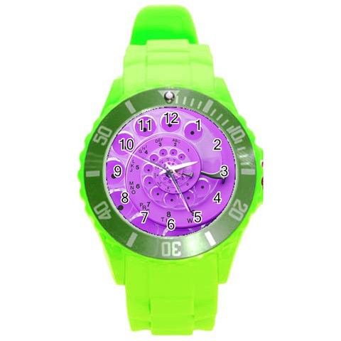 Retro Vintage Purple Rotary Dial Spiral Droste Round Plastic Sport Watch (L) from ArtsNow.com Front