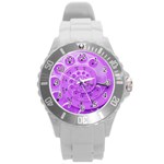 Retro Vintage Purple Rotary Dial Spiral Droste Round Plastic Sport Watch (L)