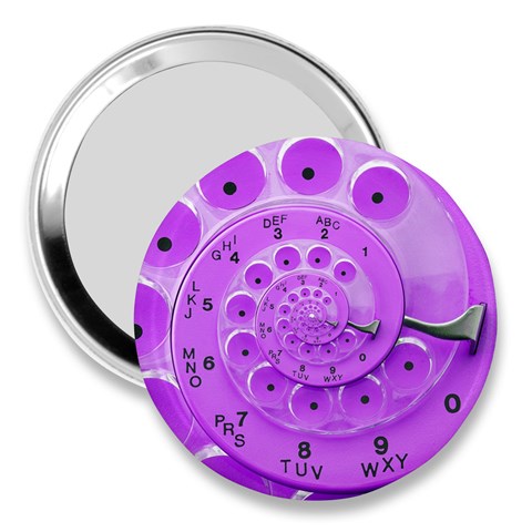 Retro Vintage Purple Rotary Dial Spiral Droste 3  Handbag Mirror from ArtsNow.com Front