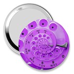 Retro Vintage Purple Rotary Dial Spiral Droste 3  Handbag Mirror