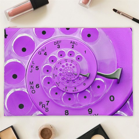 Retro Vintage Purple Rotary Dial Spiral Droste Cosmetic Bag (XXL) from ArtsNow.com Front