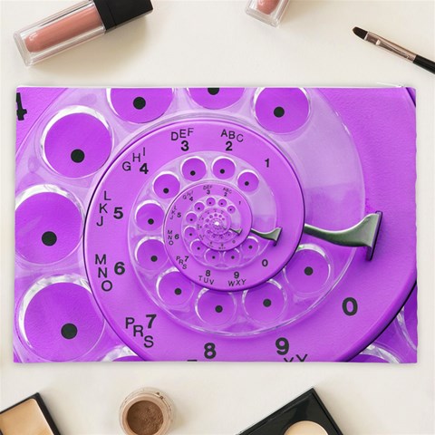 Retro Vintage Purple Rotary Dial Spiral Droste Cosmetic Bag (XXL) from ArtsNow.com Back