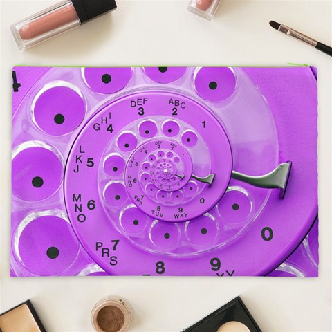 Retro Vintage Purple Rotary Dial Spiral Droste Cosmetic Bag (XXL) from ArtsNow.com Back