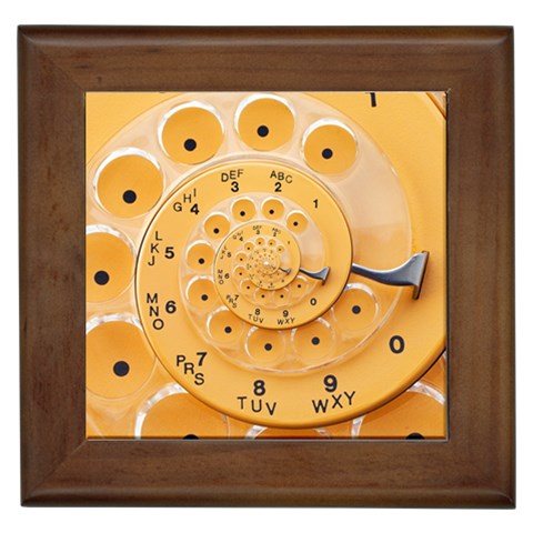 Retro Vintage Yellow Rotary Dial Spiral Droste Framed Tile from ArtsNow.com Front