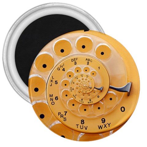 Retro Vintage Yellow Rotary Dial Spiral Droste 3  Magnet from ArtsNow.com Front