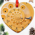 Retro Vintage Yellow Rotary Dial Spiral Droste Ornament (Heart)