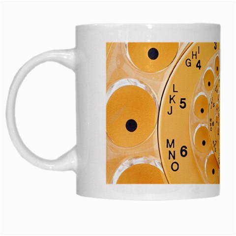 Retro Vintage Yellow Rotary Dial Spiral Droste White Mug from ArtsNow.com Left