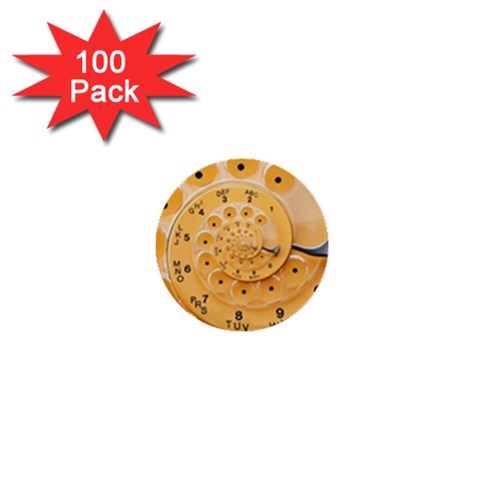 Retro Vintage Yellow Rotary Dial Spiral Droste 1  Mini Button (100 pack)  from ArtsNow.com Front