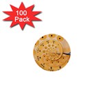 Retro Vintage Yellow Rotary Dial Spiral Droste 1  Mini Button (100 pack) 