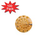 Retro Vintage Yellow Rotary Dial Spiral Droste 1  Mini Magnet (100 pack) 