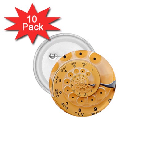 Retro Vintage Yellow Rotary Dial Spiral Droste 1.75  Button (10 pack)  from ArtsNow.com Front