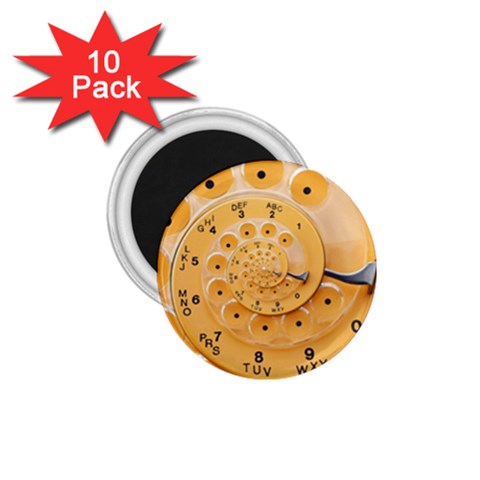 Retro Vintage Yellow Rotary Dial Spiral Droste 1.75  Magnet (10 pack)  from ArtsNow.com Front