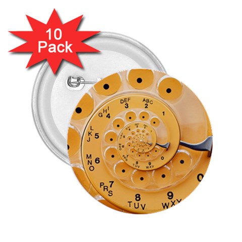 Retro Vintage Yellow Rotary Dial Spiral Droste 2.25  Button (10 pack) from ArtsNow.com Front