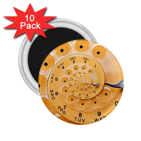 Retro Vintage Yellow Rotary Dial Spiral Droste 2.25  Magnet (10 pack) from ArtsNow.com Front