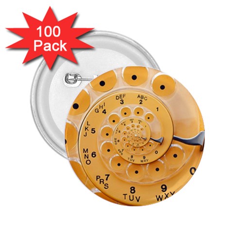 Retro Vintage Yellow Rotary Dial Spiral Droste 2.25  Button (100 pack) from ArtsNow.com Front