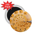 Retro Vintage Yellow Rotary Dial Spiral Droste 2.25  Magnet (100 pack) 