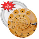 Retro Vintage Yellow Rotary Dial Spiral Droste 3  Button (10 pack)