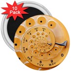 Retro Vintage Yellow Rotary Dial Spiral Droste 3  Magnet (10 pack)