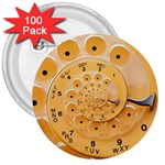 Retro Vintage Yellow Rotary Dial Spiral Droste 3  Button (100 pack)