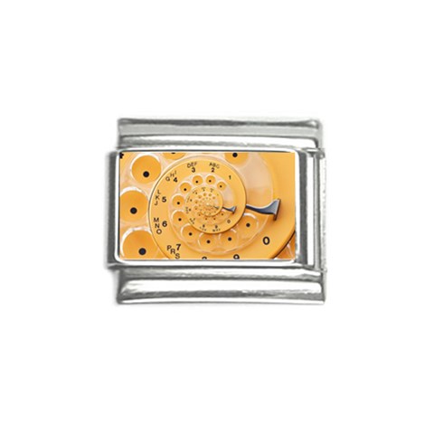 Retro Vintage Yellow Rotary Dial Spiral Droste Italian Charm (9mm) from ArtsNow.com Front