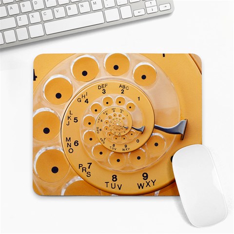 Retro Vintage Yellow Rotary Dial Spiral Droste Large Mousepad from ArtsNow.com Front