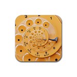 Retro Vintage Yellow Rotary Dial Spiral Droste Rubber Coaster (Square)