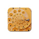 Retro Vintage Yellow Rotary Dial Spiral Droste Rubber Square Coaster (4 pack)