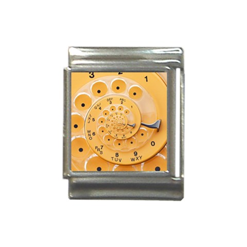 Retro Vintage Yellow Rotary Dial Spiral Droste Italian Charm (13mm) from ArtsNow.com Front