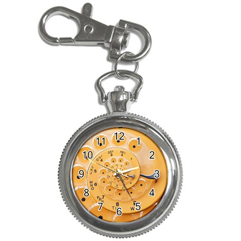 Retro Vintage Yellow Rotary Dial Spiral Droste Key Chain Watch from ArtsNow.com Front