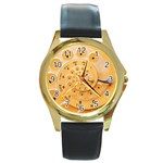 Retro Vintage Yellow Rotary Dial Spiral Droste Round Gold Metal Watch