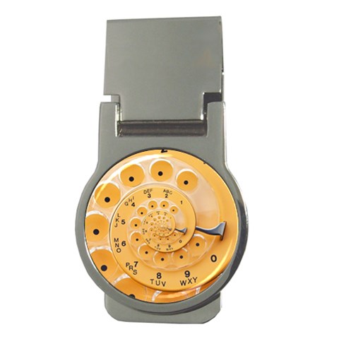 Retro Vintage Yellow Rotary Dial Spiral Droste Money Clip (Round) from ArtsNow.com Front