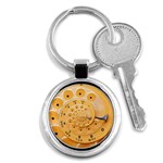 Retro Vintage Yellow Rotary Dial Spiral Droste Key Chain (Round)