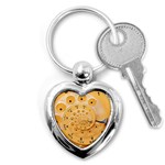 Retro Vintage Yellow Rotary Dial Spiral Droste Key Chain (Heart)