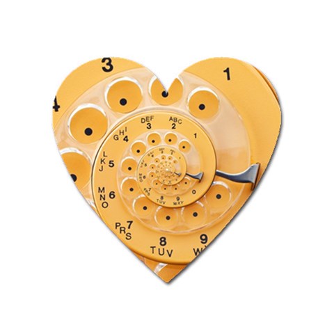 Retro Vintage Yellow Rotary Dial Spiral Droste Magnet (Heart) from ArtsNow.com Front